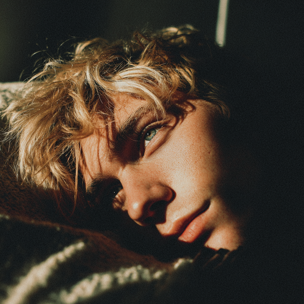 Un jeune homme allongé dans son lit | Source : Midjourney