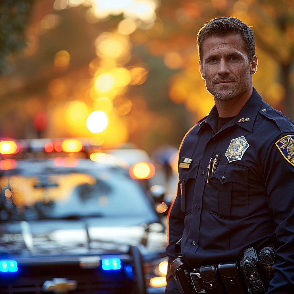 Un agent de police pendant le coucher du soleil | Source : Midjourney