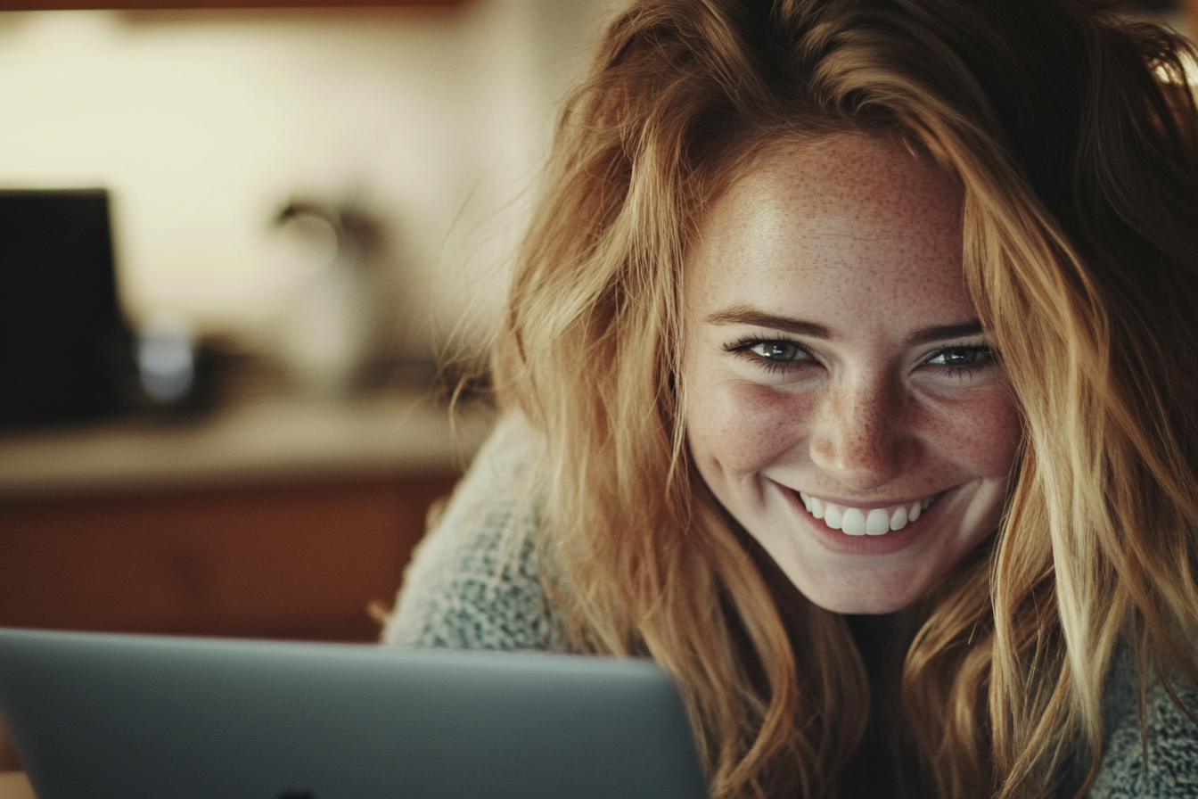 Une femme sourit malicieusement | Source : Midjourney