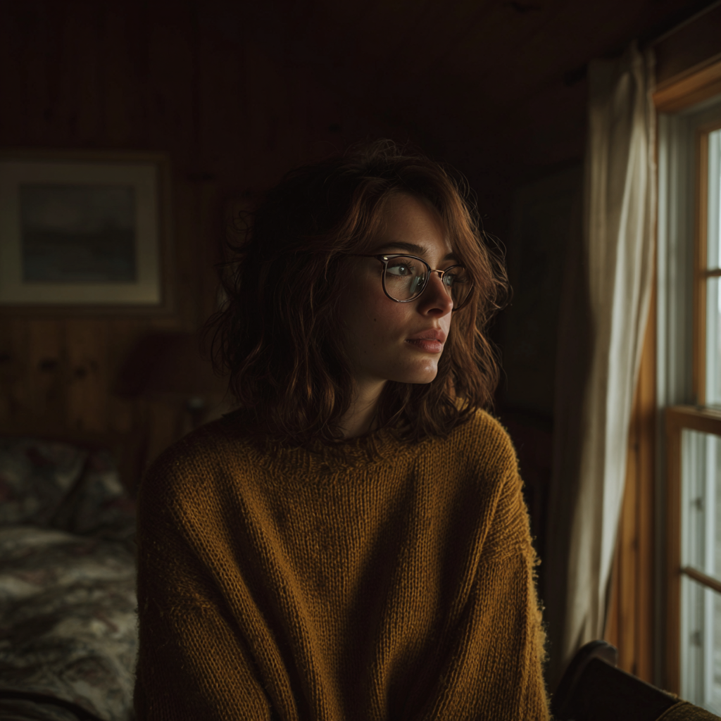 Une femme pensive qui regarde par la fenêtre | Source : Midjourney
