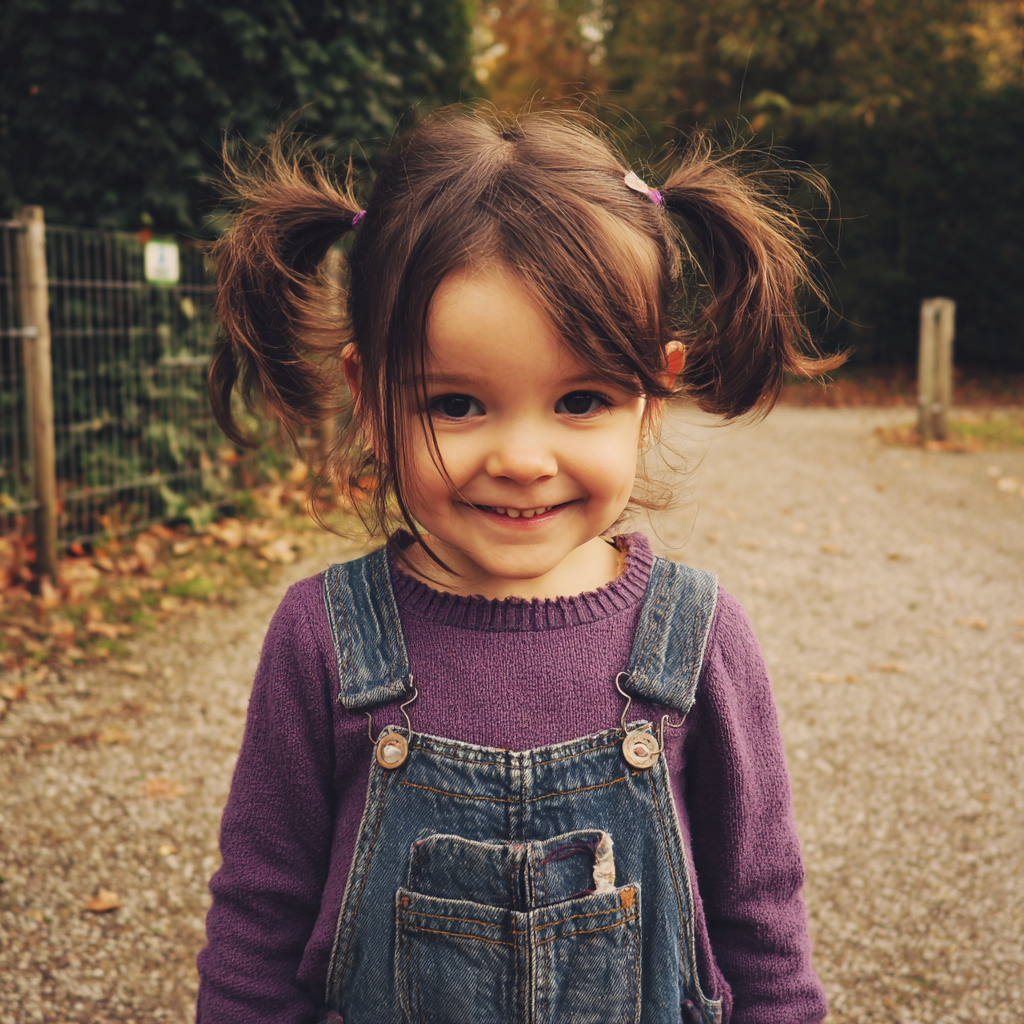 Une petite fille en salopette en jean | Source : Midjourney