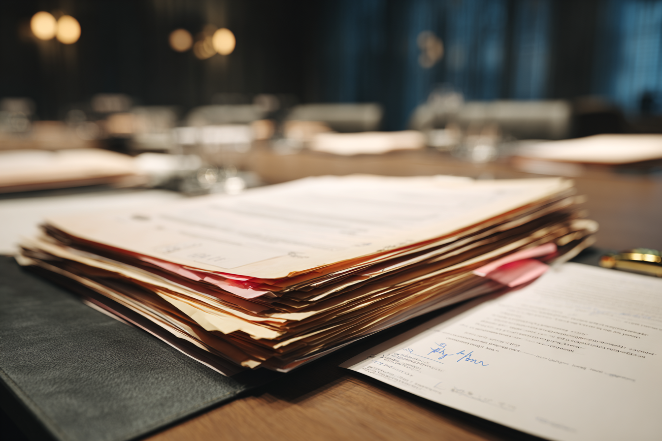Papiers sur un bureau | Source : Midjourney