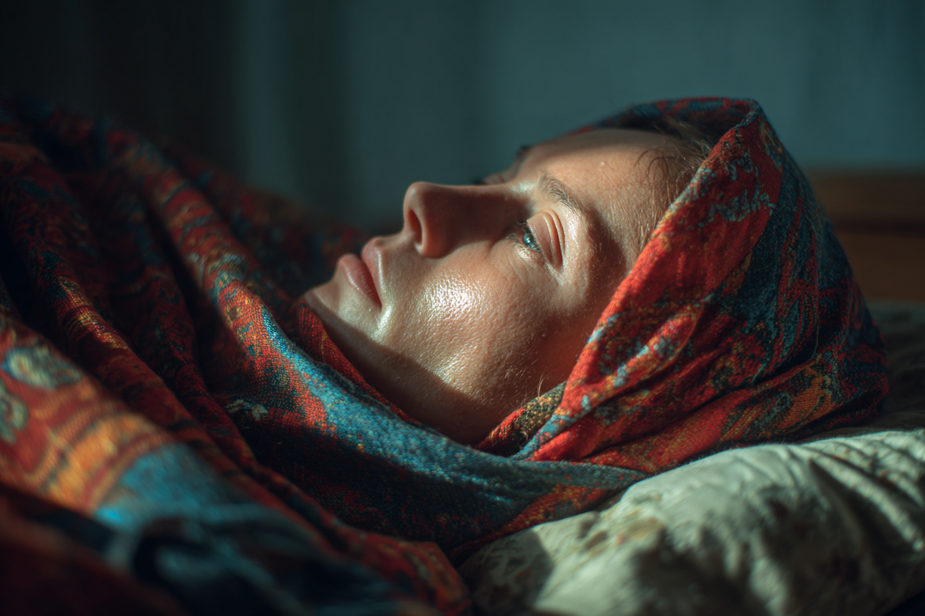 Une femme allongée dans son lit | Source : Midjourney
