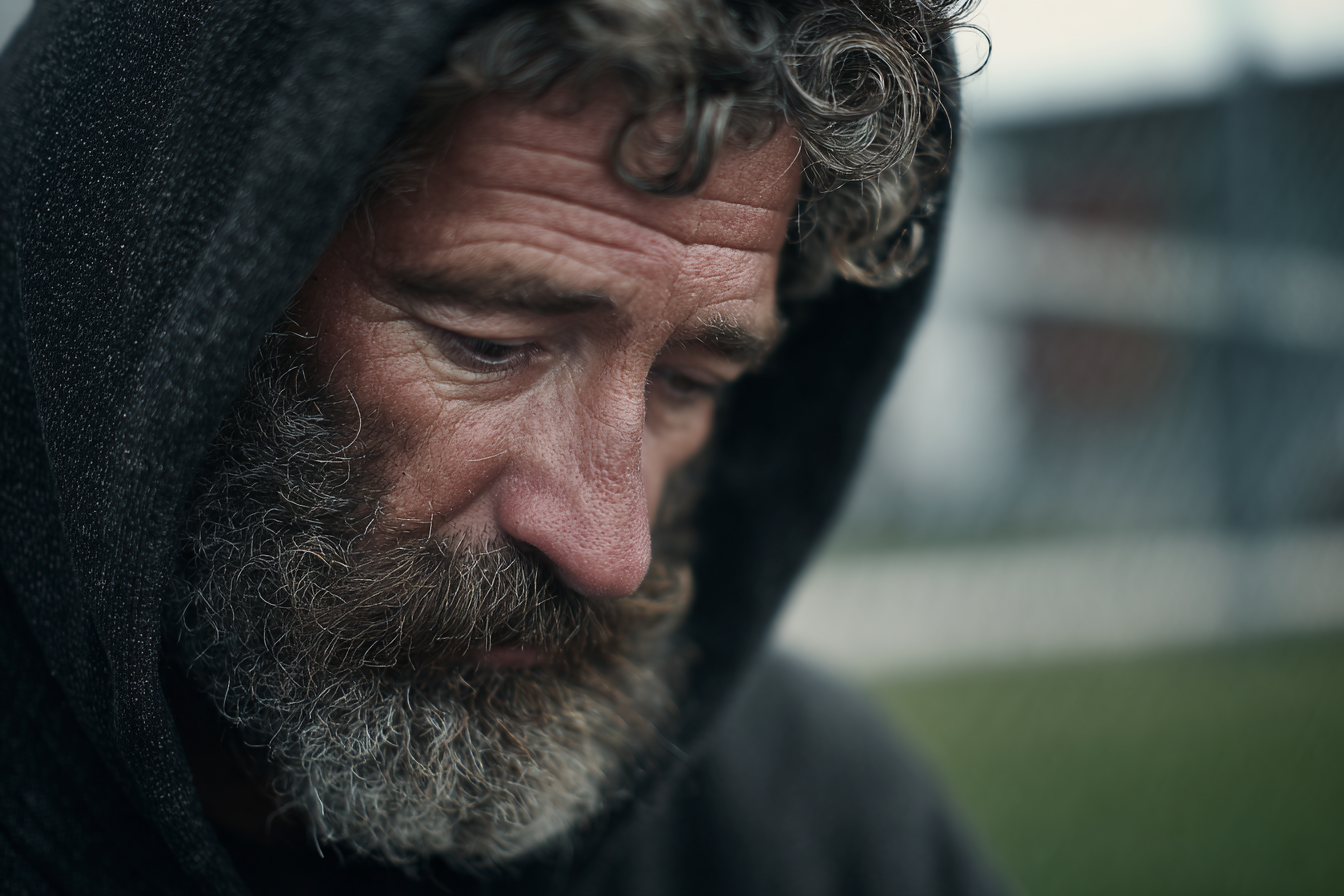 Un homme qui regarde vers le bas | Source : Midjourney