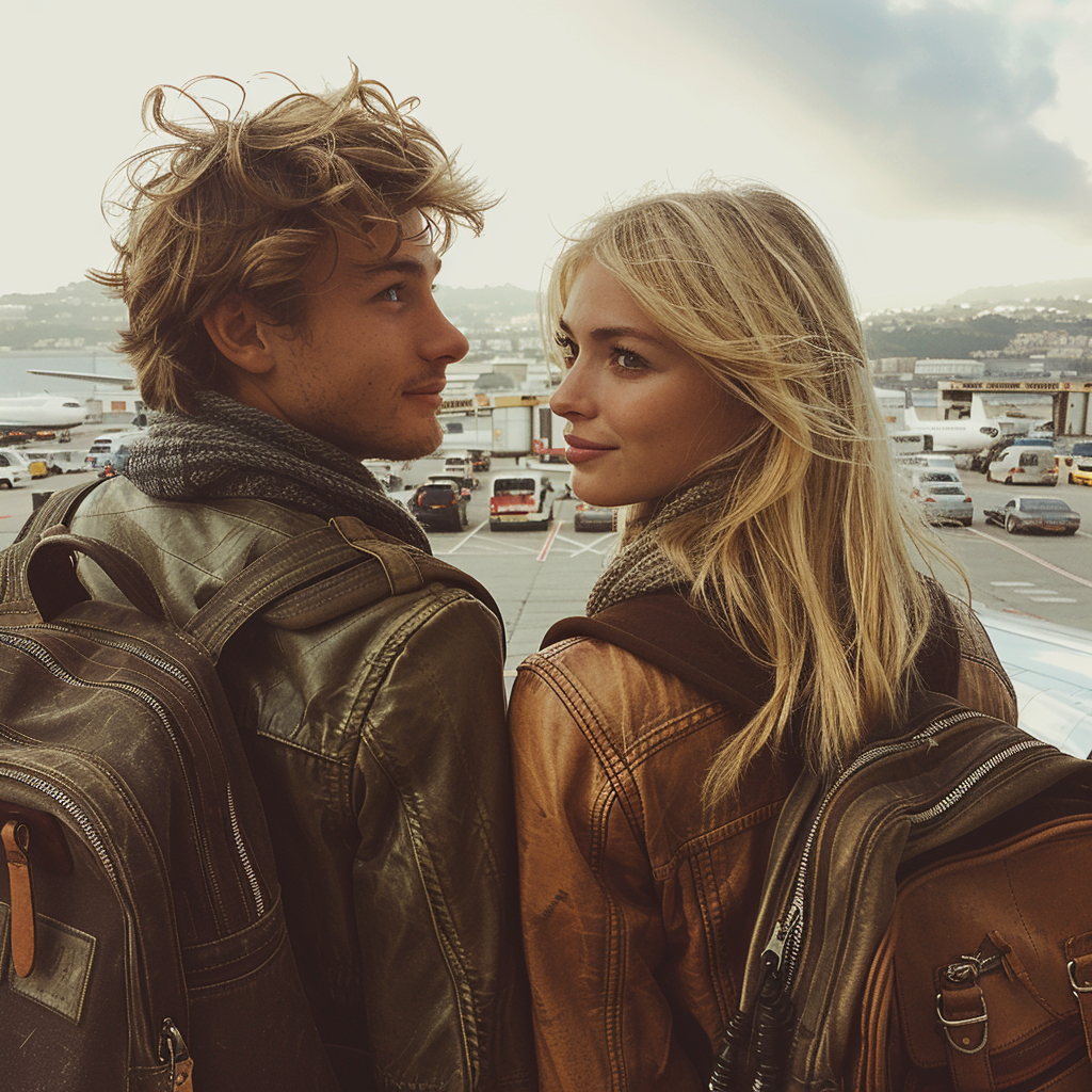 Un couple dans un aéroport | Source : Midjourney