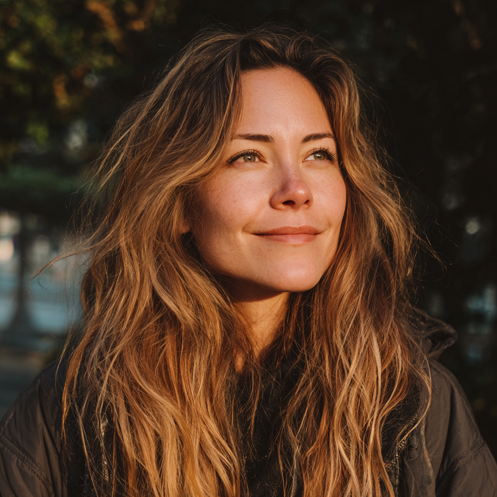 Une femme souriante se tenant à l'extérieur | Source : Midjourney