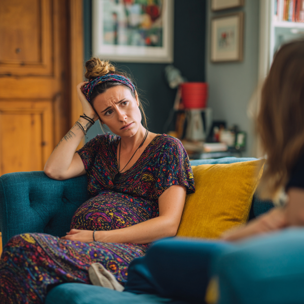 Une femme enceinte discute avec son amie | Source : Midjourney