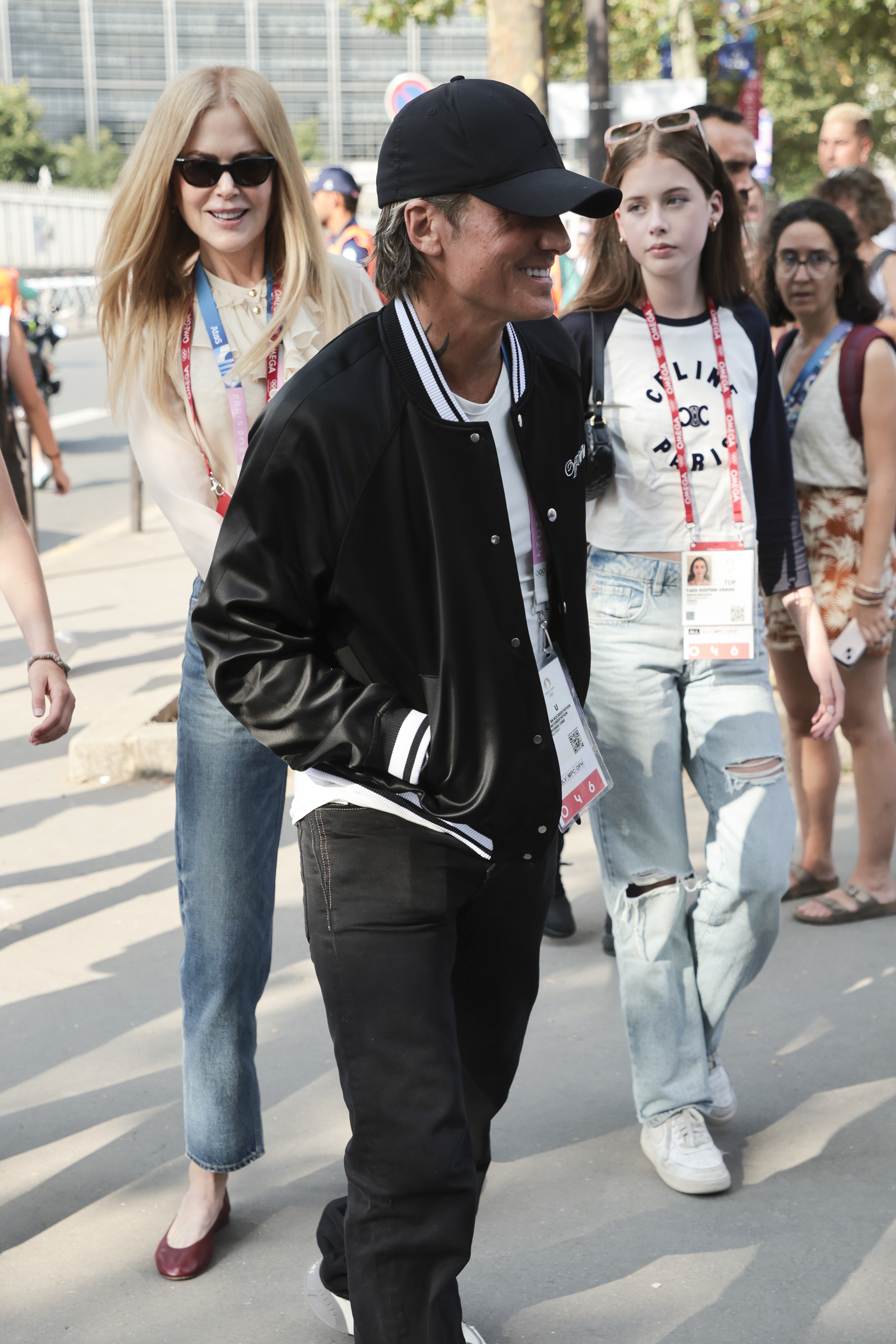 Keith Urban, Nicole Kidman et Faith Kidman Urban lors de la finale féminine par équipe de gymnastique artistique des Jeux Olympiques de Paris 2024, le 30 juillet 2024, en France | Source : Getty Images