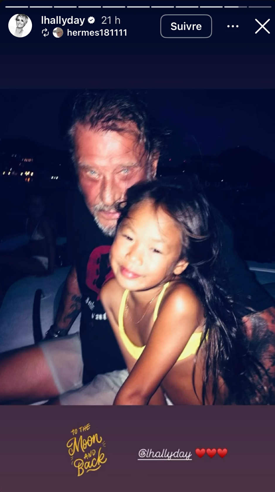 Capture d'écran d'une story : Source instagram.com/lhallyday/?hl=fr