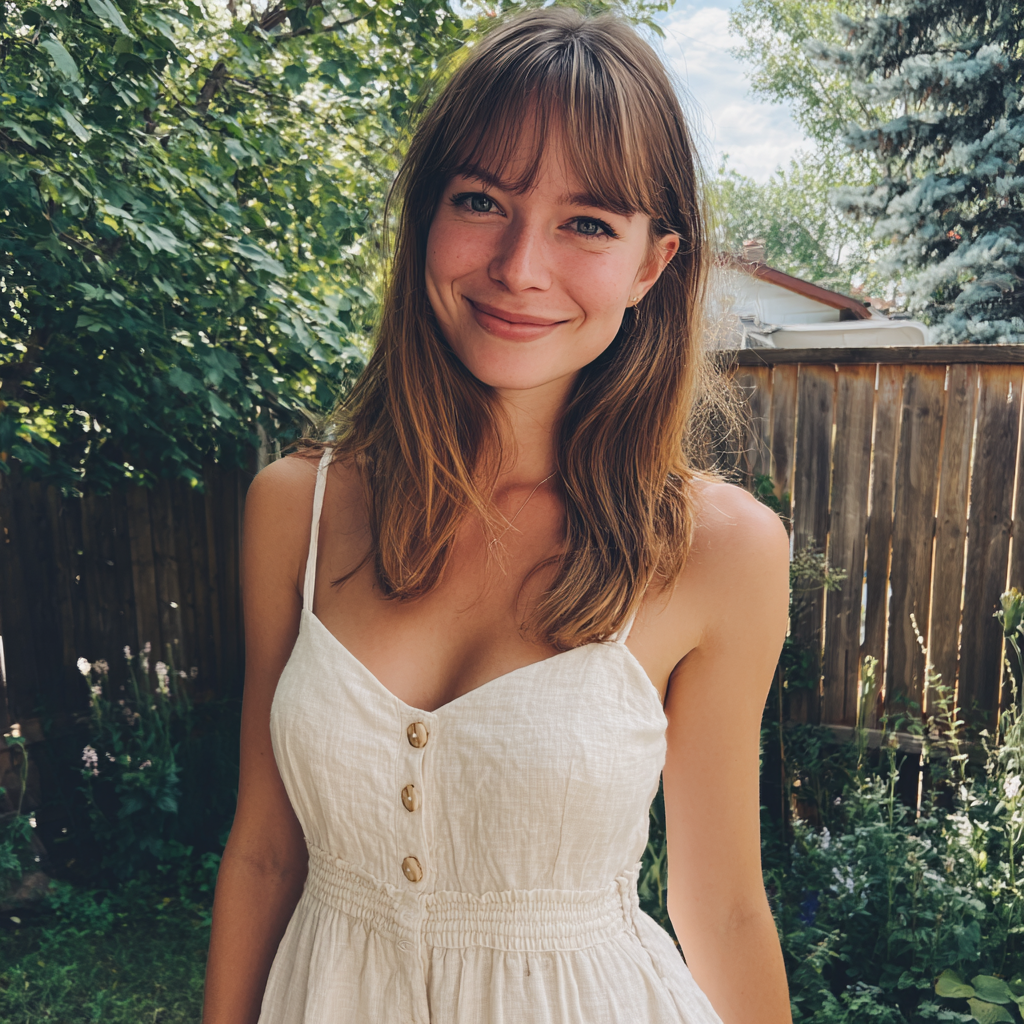 Une femme souriante portant une robe blanche | Source : Midjourney