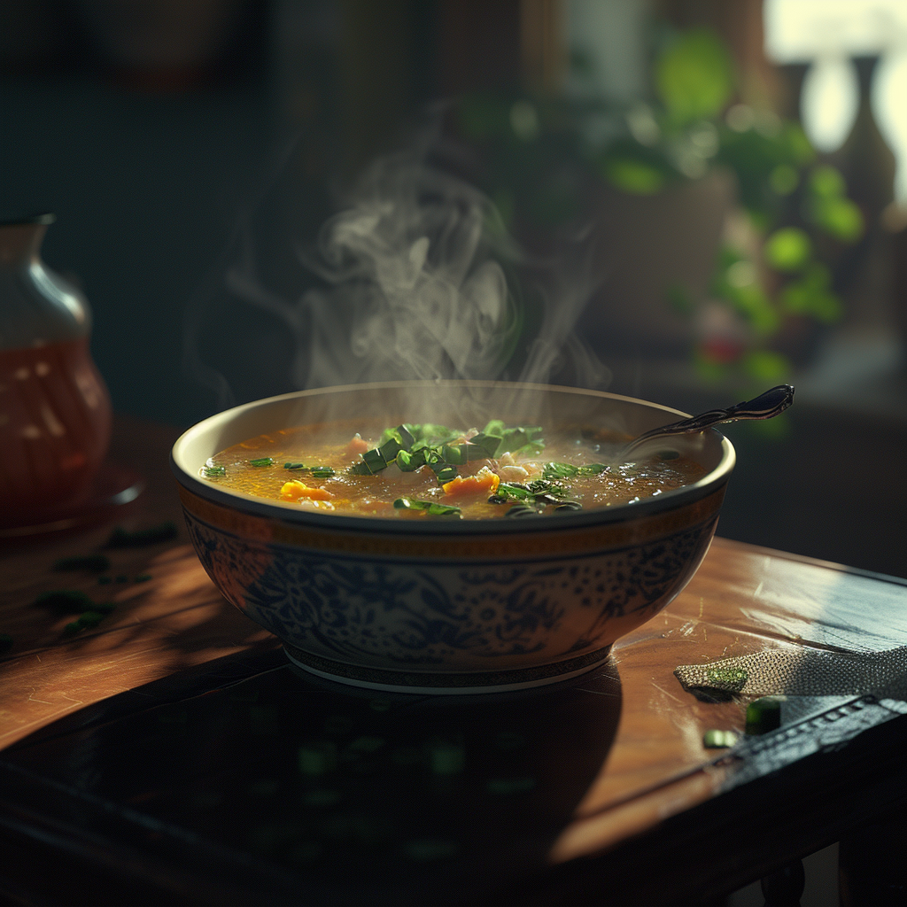 Un bol de soupe sur une table | Source : Midjourney