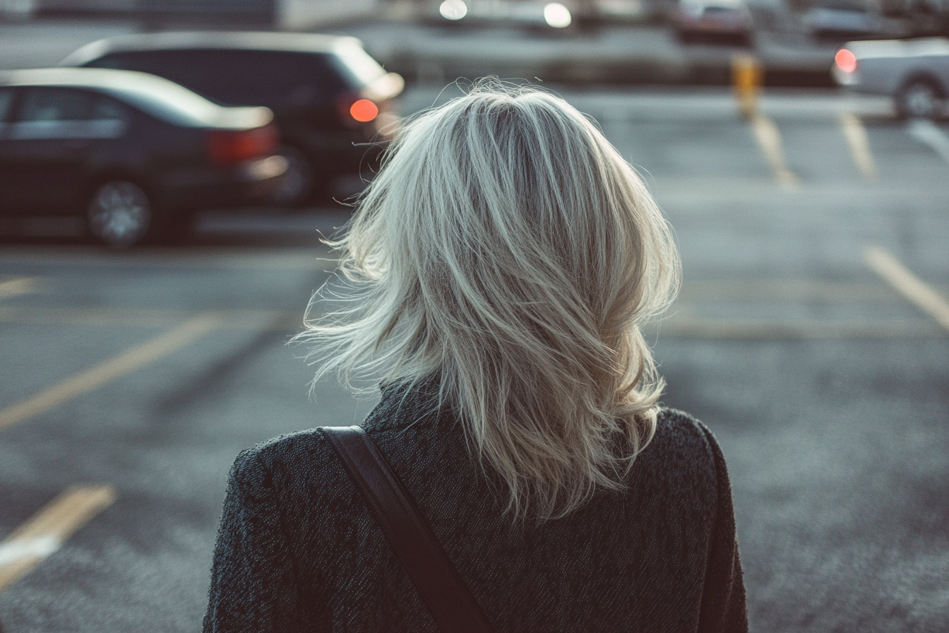 Une femme marchant dans un parking | Source : Midjourney
