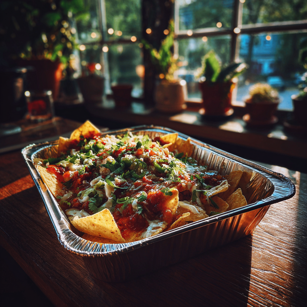 Un récipient contenant des nachos sur une table | Source : Midjourney