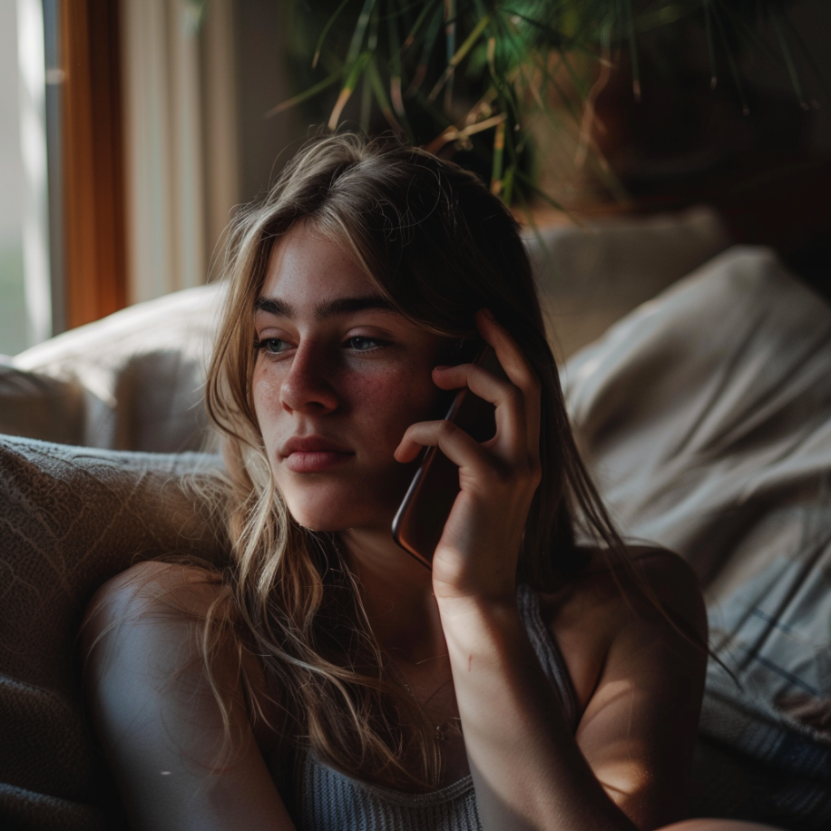 Une femme qui parle au téléphone | Source : Midjourney