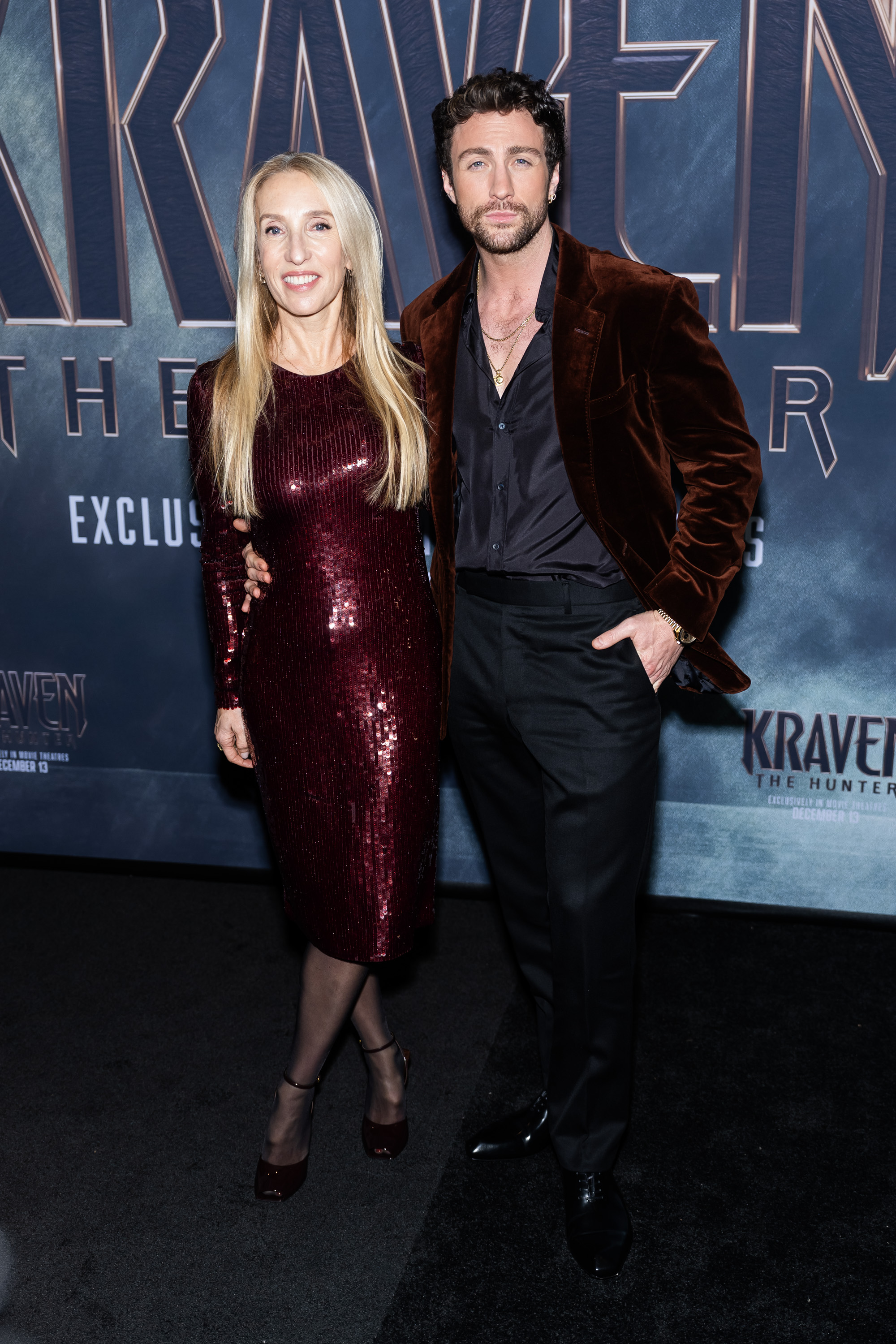 Sam et Aaron Taylor-Johnson assistent à la première de "Kraven The Hunter" à New York le 10 décembre 2024 | Source : Getty Images