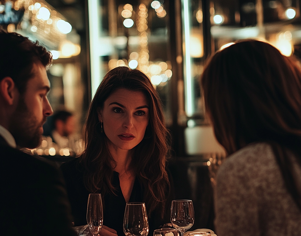 Des personnes au restaurant ayant une conversation délicate | Source : Midjourney