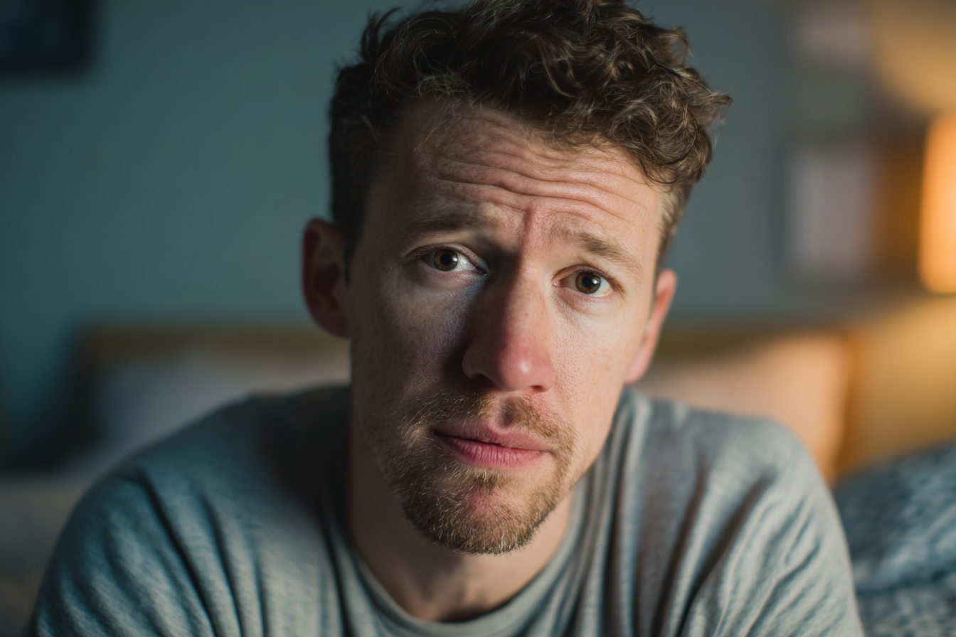 Un homme qui regarde droit devant lui | Source : Midjourney