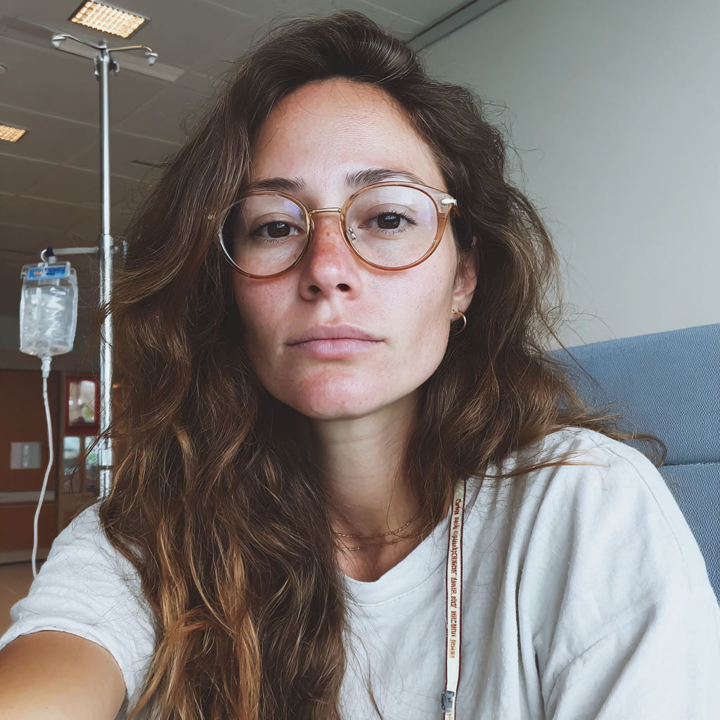 Une femme assise dans une salle d'hôpital | Source : Midjourney
