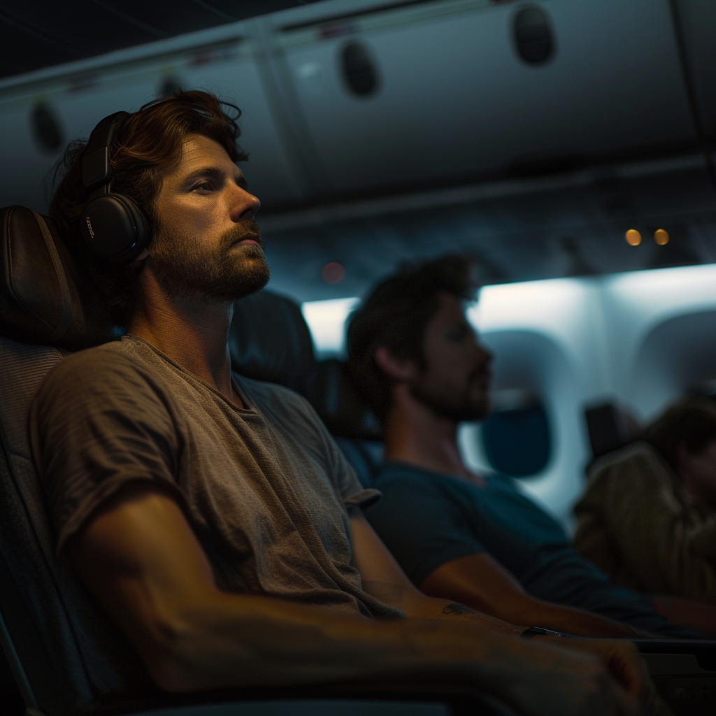 Een man zit met een koptelefoon op zijn hoofd | Bron: Midjourney