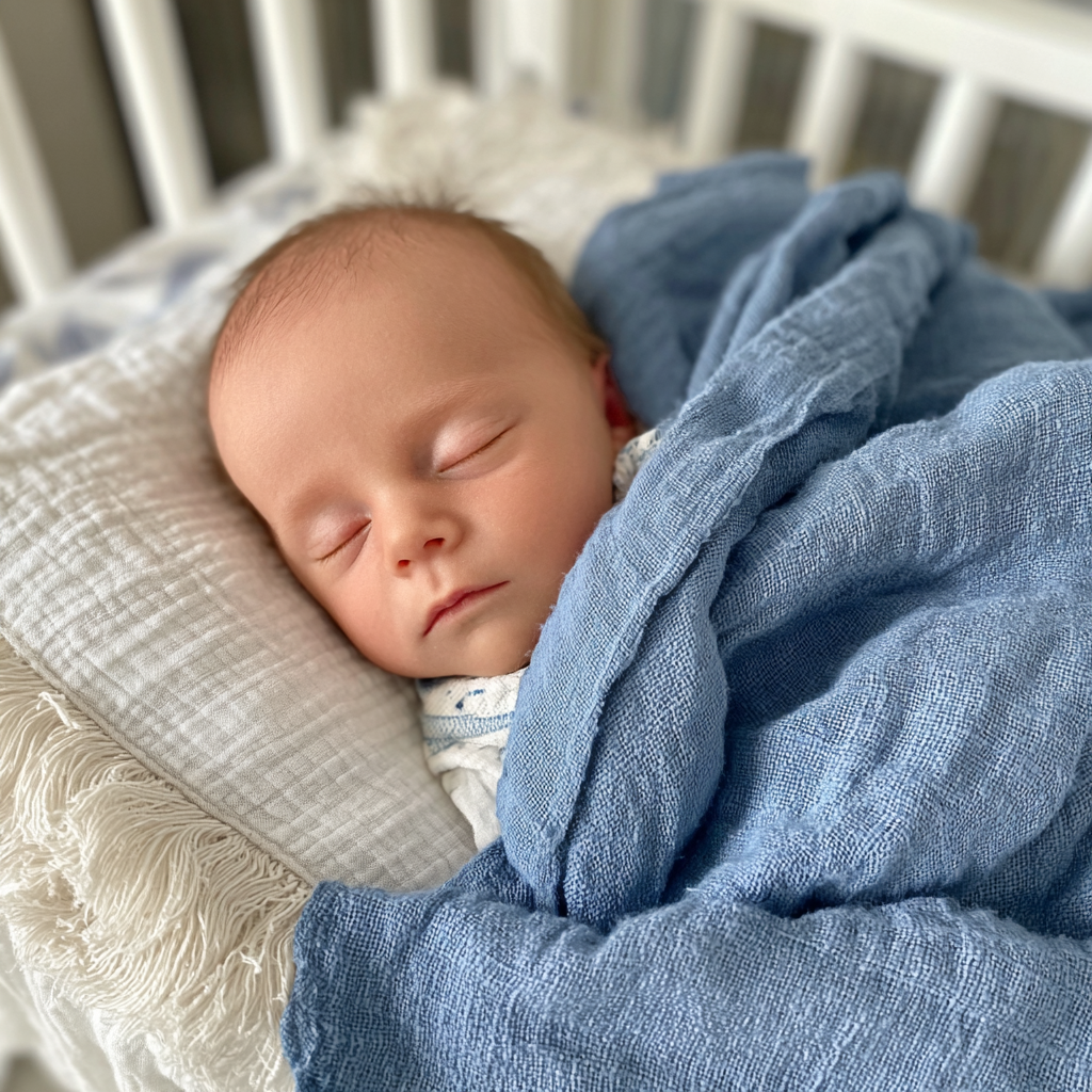 Un petit garçon endormi dans son berceau | Source : Midjourney