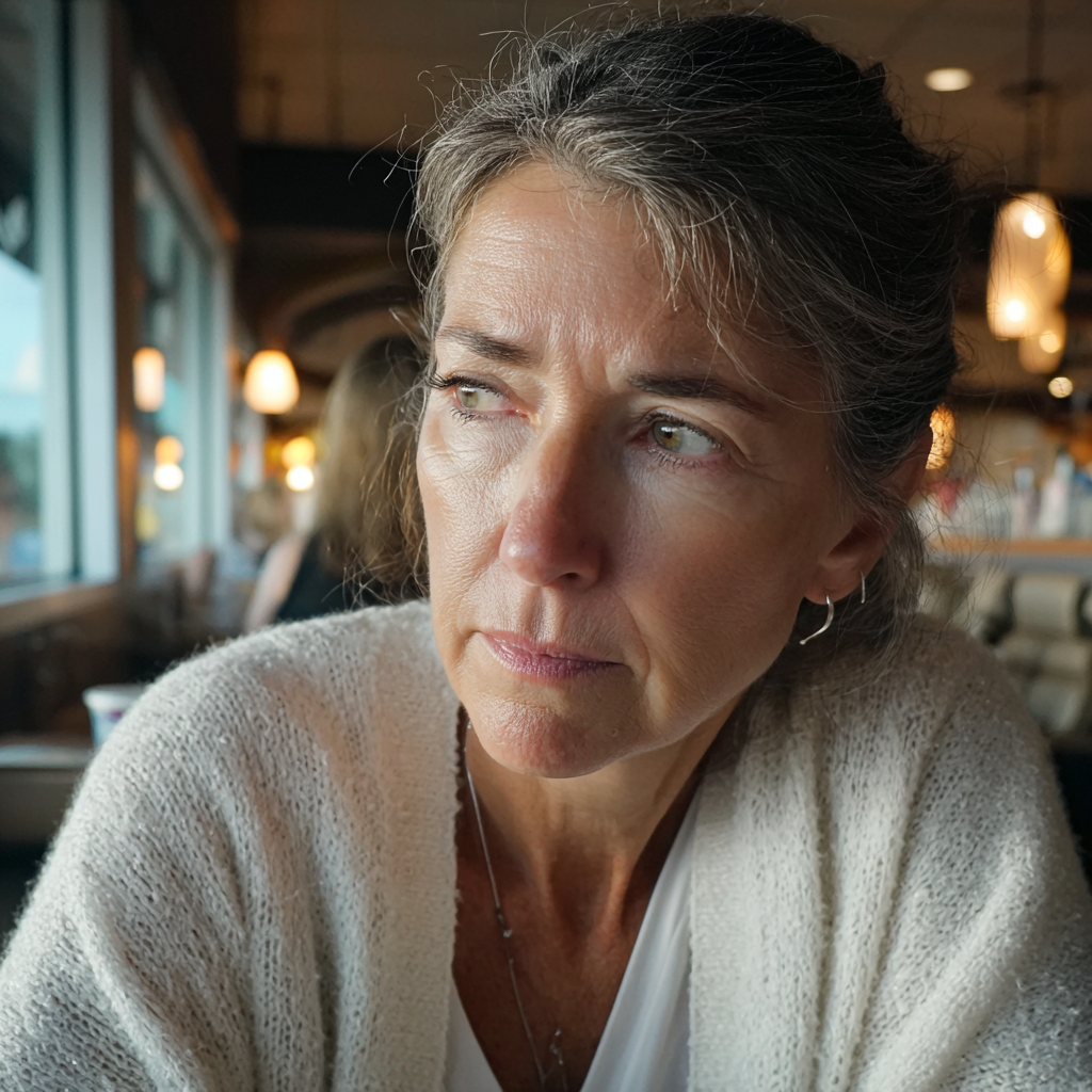 Une femme âgée assise dans un restaurant | Source : Midjourney