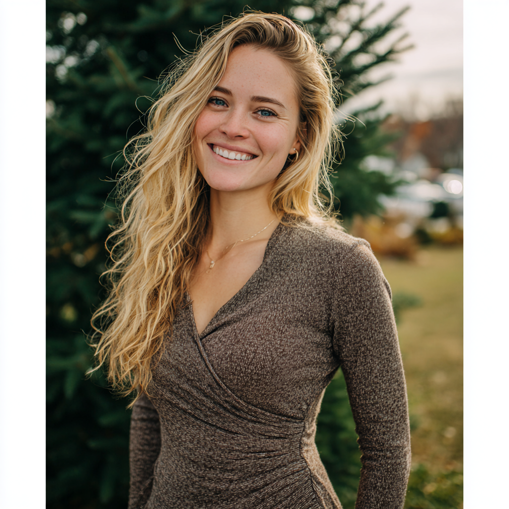 Une femme souriante se tenant à l'extérieur | Source : Midjourney