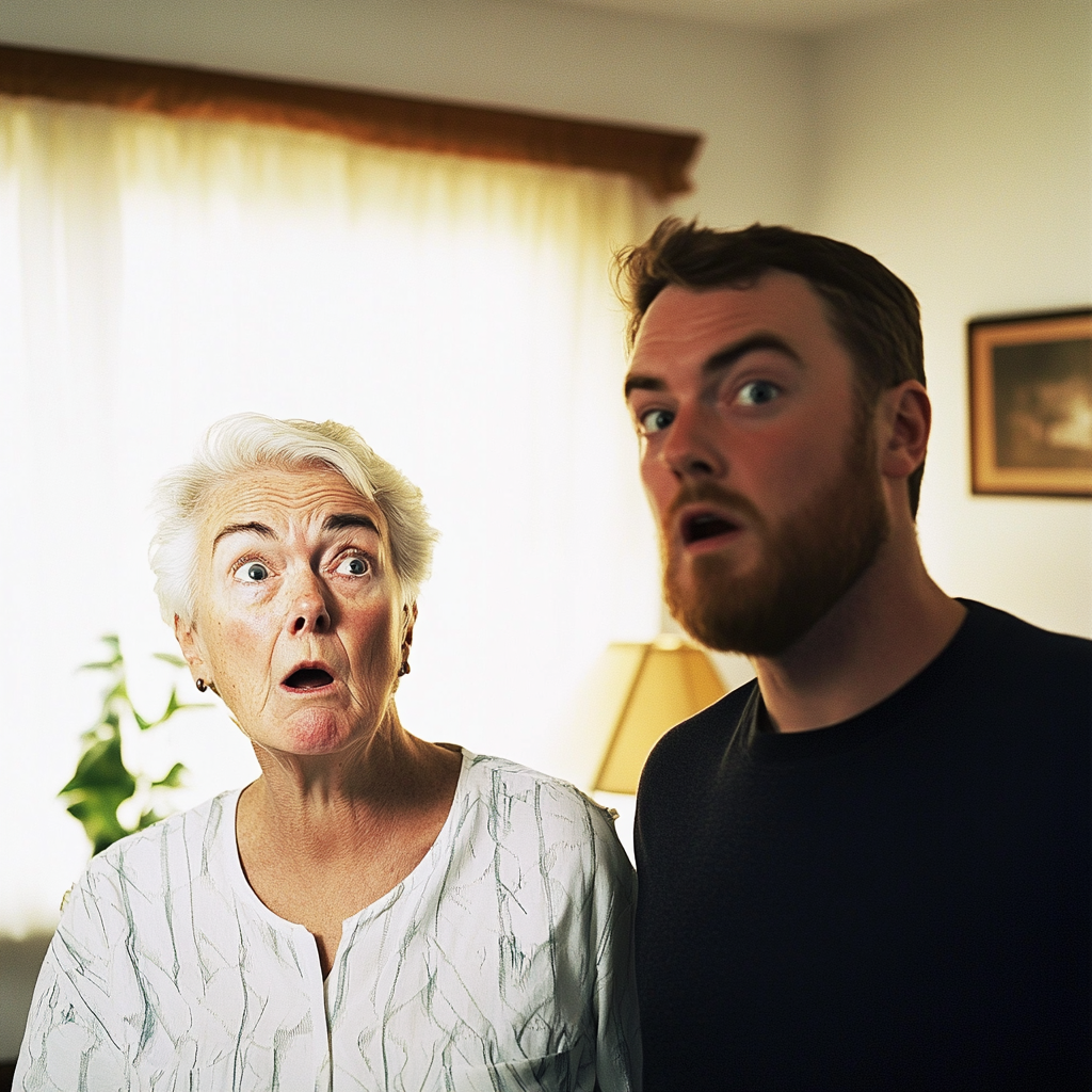 Un homme debout avec sa mère | Source : Midjourney