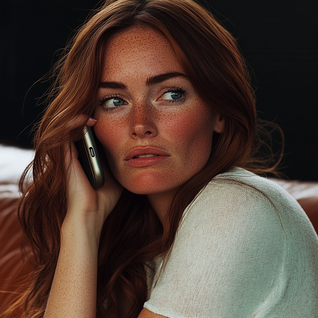 Une femme qui parle au téléphone | Source : Midjourney