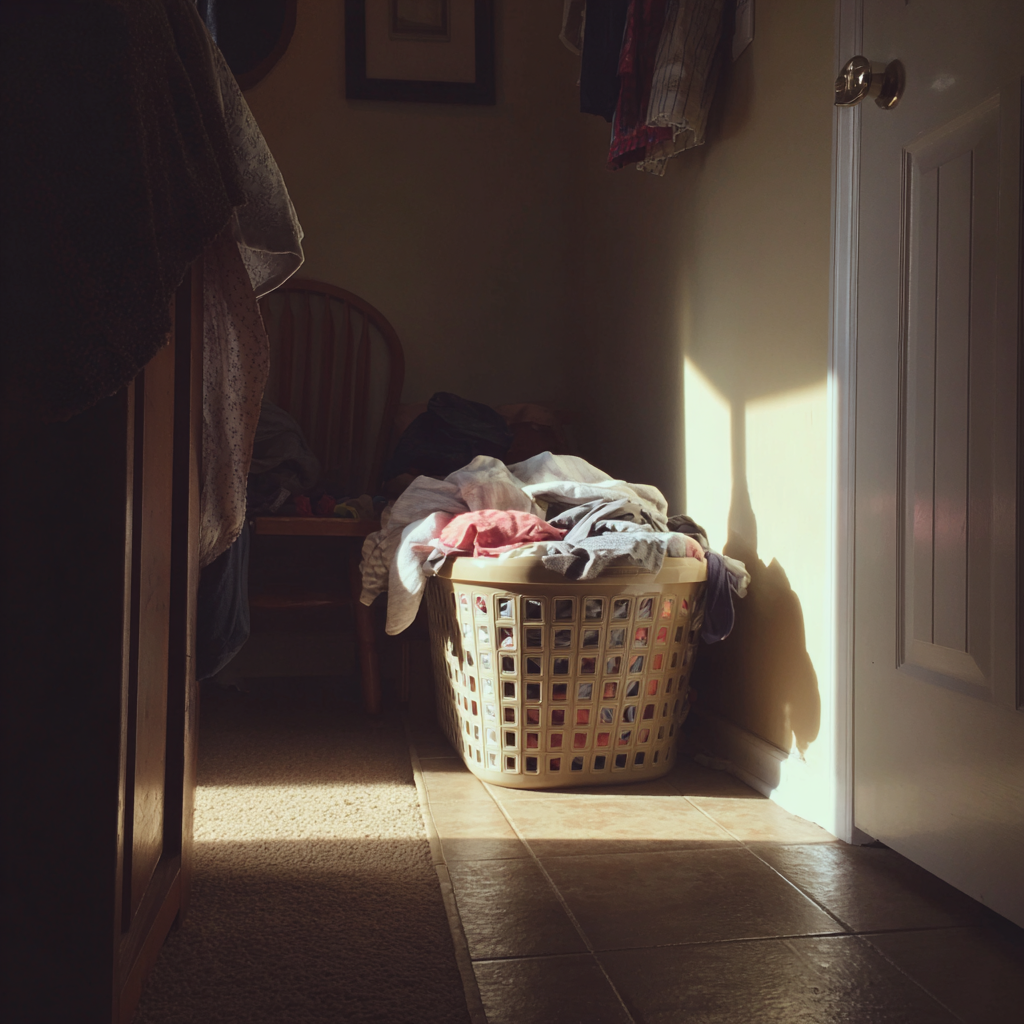 Un panier à linge rempli de vêtements | Source : Midjourney