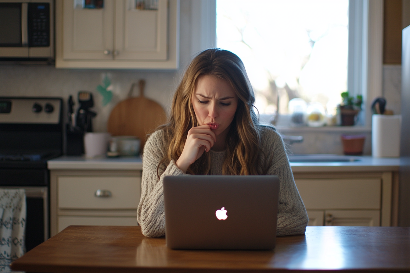 Une femme sur son ordinateur portable | Source : Midjourney