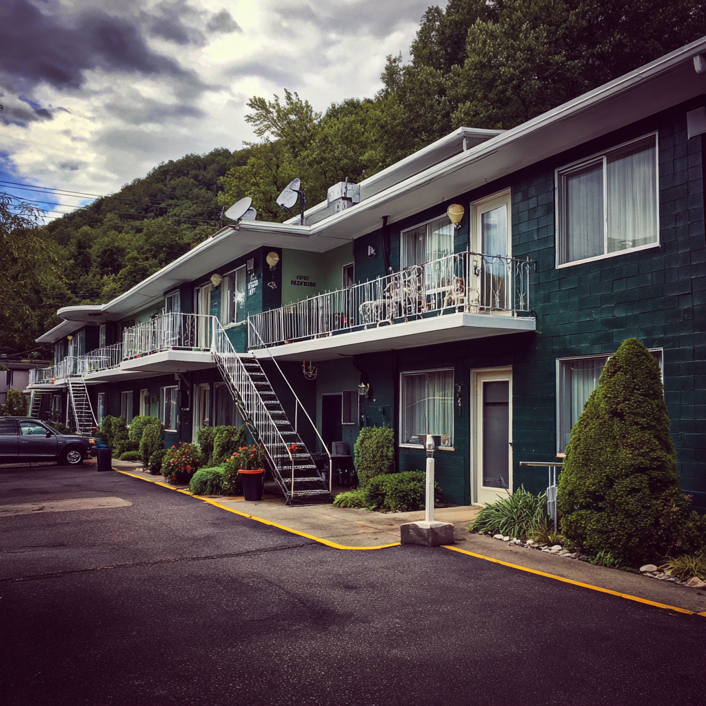 L'extérieur d'un motel | Source : Midjourney