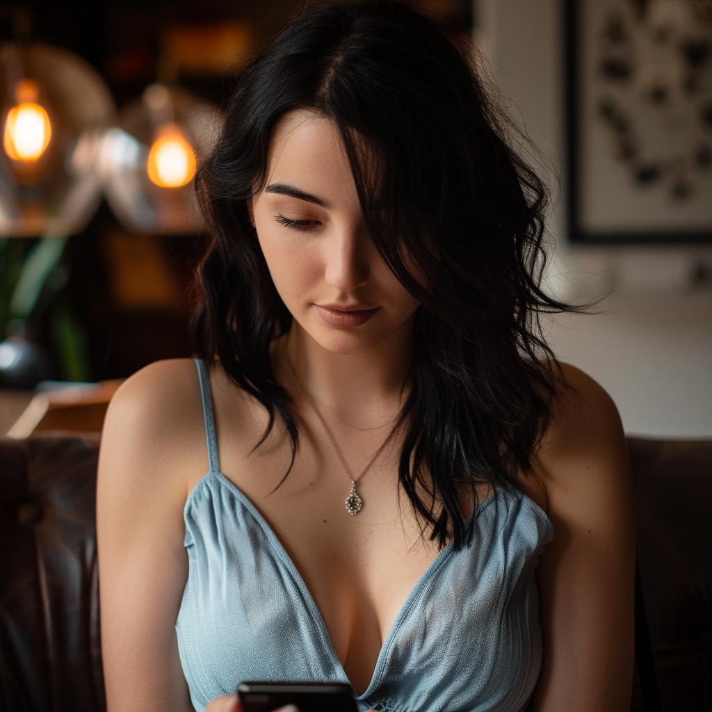 Une femme vérifie son téléphone | Source : Midjourney