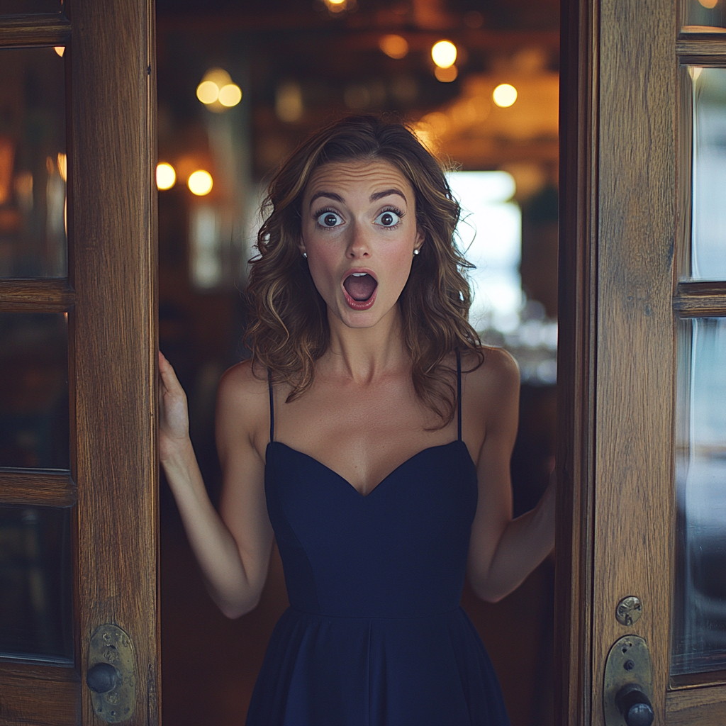 Une femme choquée arrivant à sa fête | Source : Midjourney