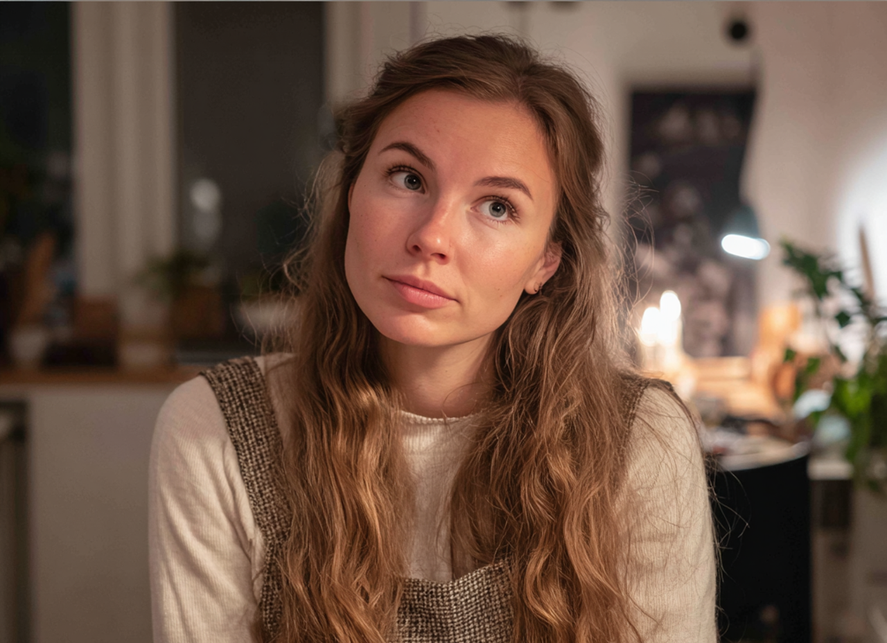 Une femme pensive assise à une table | Source : Midjourney
