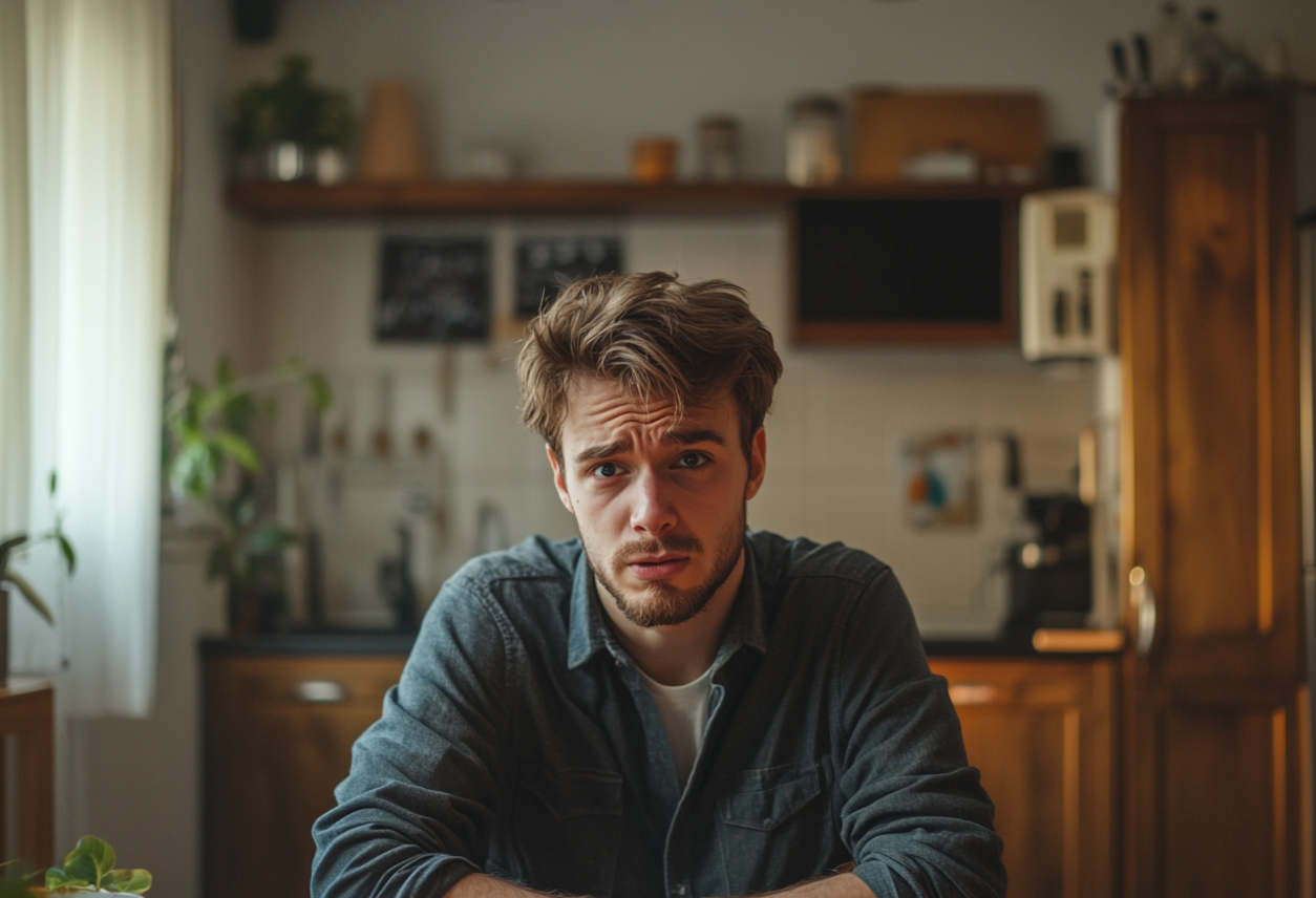 Un homme assis dans sa maison | Source : Midjourney