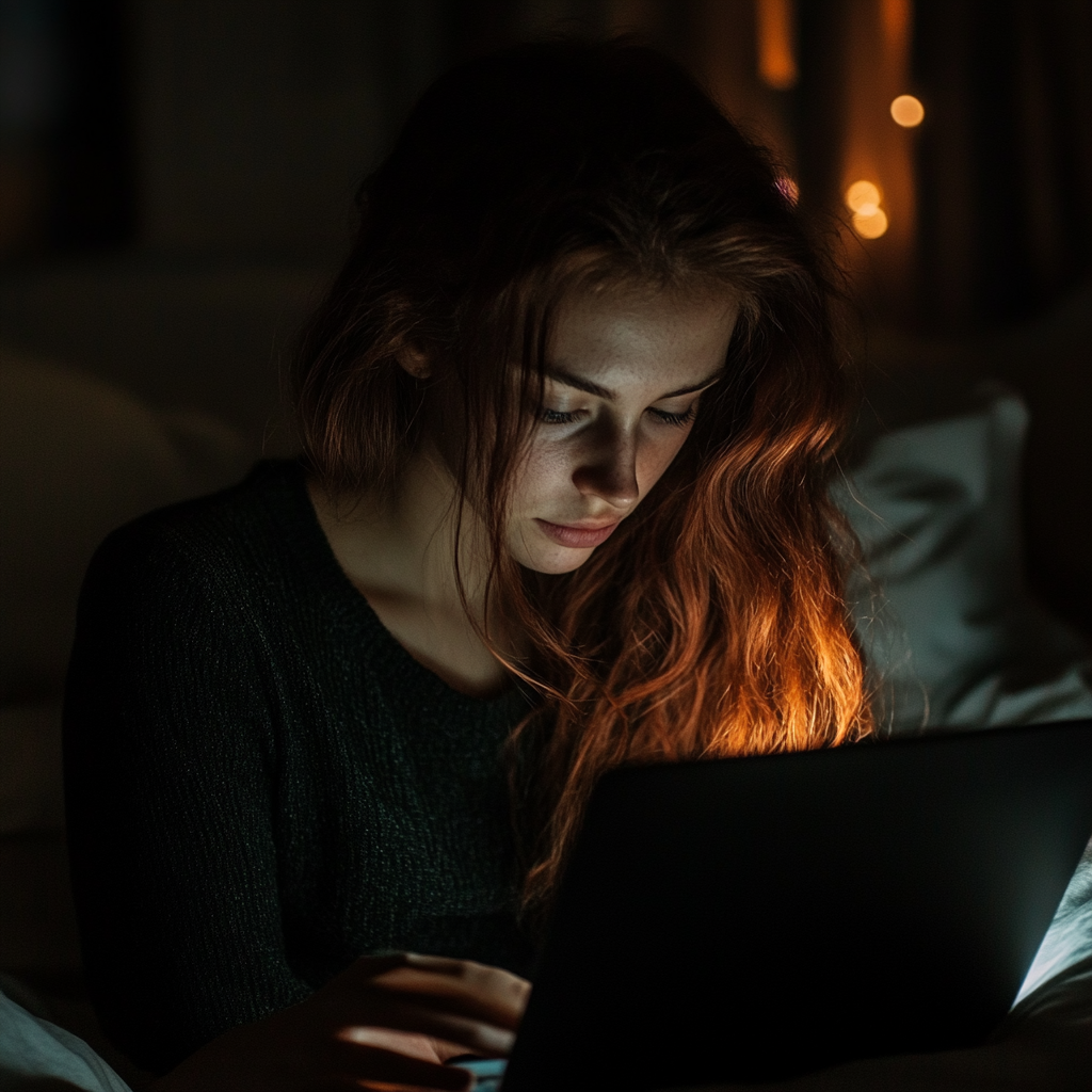 Une femme qui utilise son ordinateur portable | Source : Midjourney