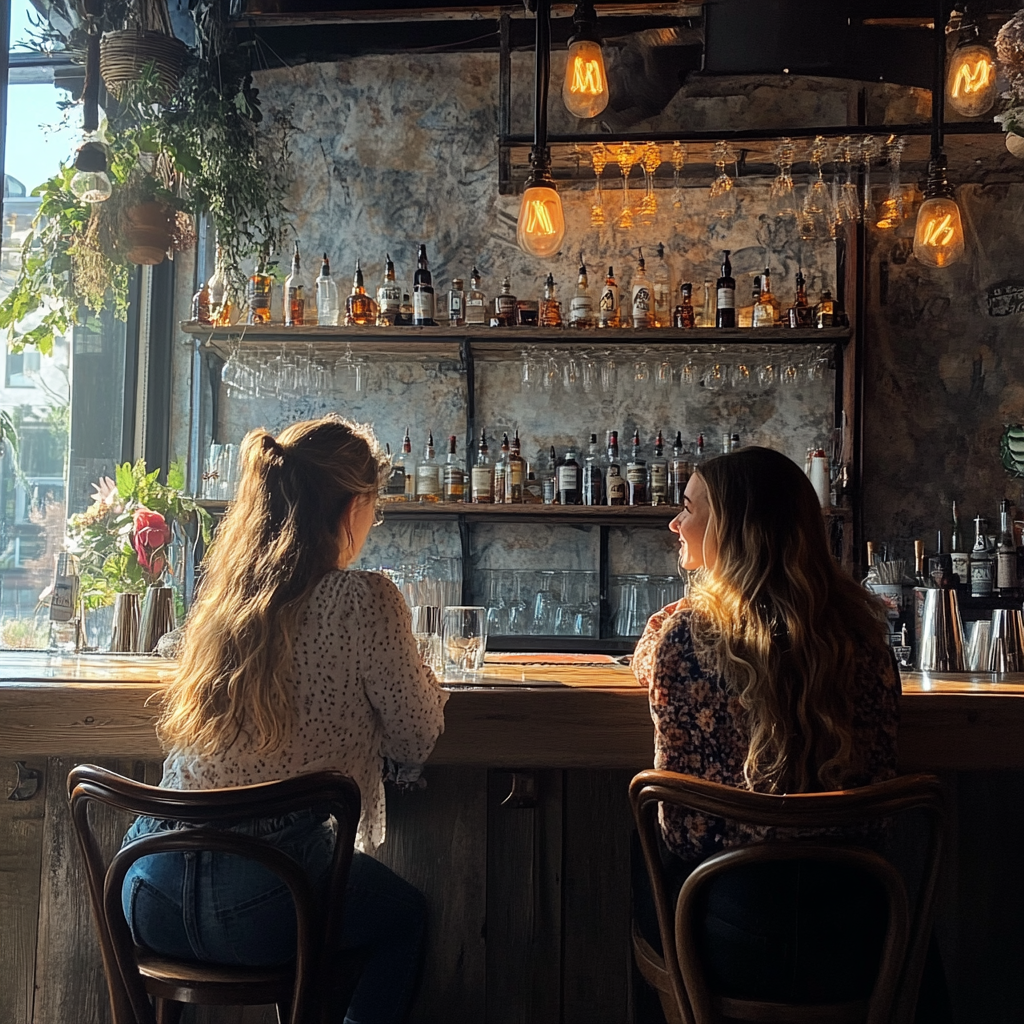 Deux femmes assises à un bar | Source : Midjourney