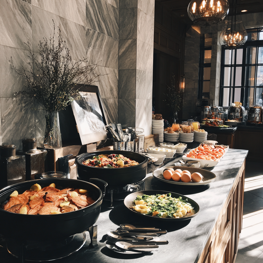 Un buffet de brunch dans un hôtel | Source : Midjourney
