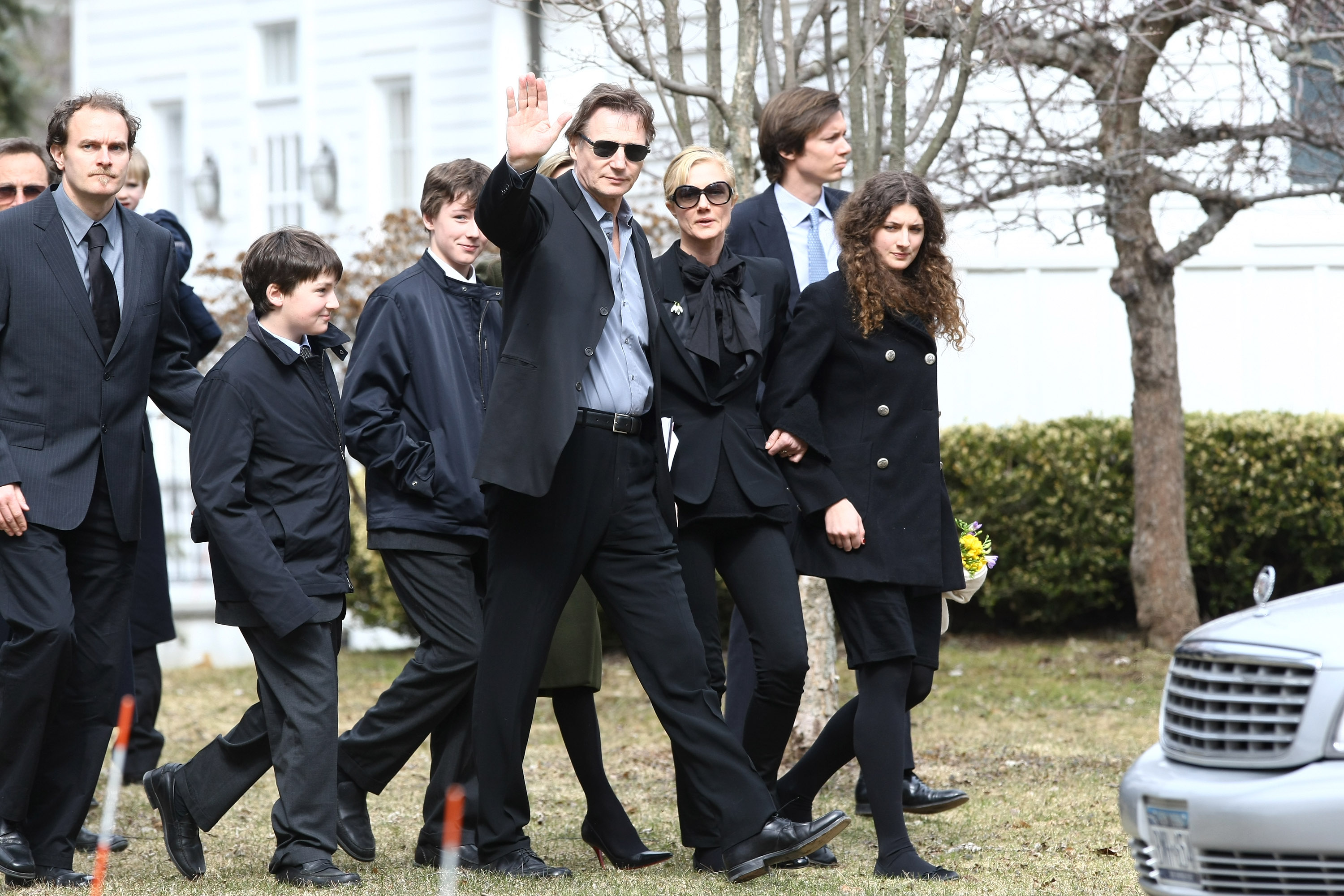 Liam Neeson au service funéraire de Natasha Richardson à Lithgow, New York, le 22 mars 2009 | Source : Getty Images