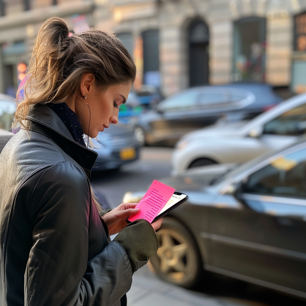 Une femme lisant une note autocollante | Source : Midjourney