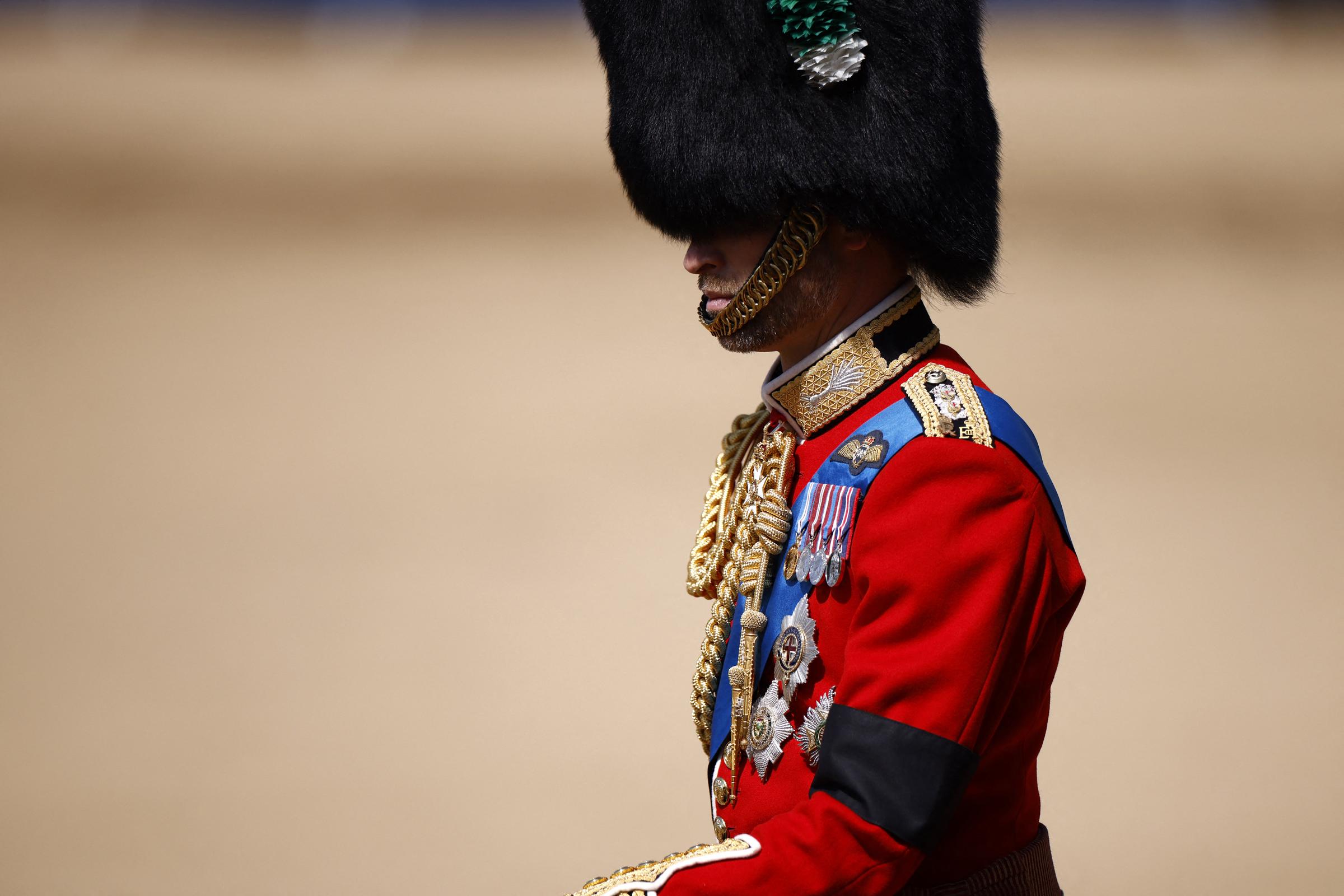 Le prince William lors du Trooping the Colour le 14 juin 2025 à Londres, Angleterre | Source : Getty Images