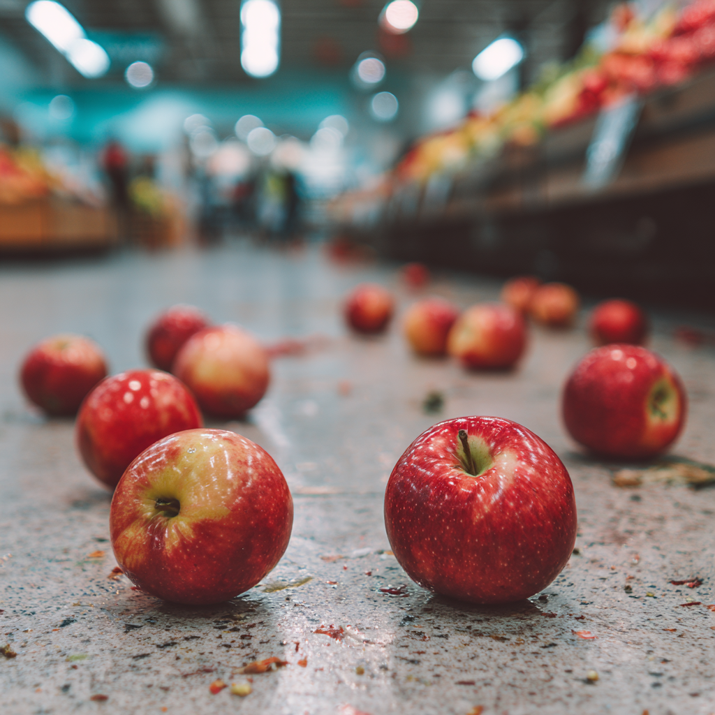 Des pommes tombées sur le sol | Source : Midjourney
