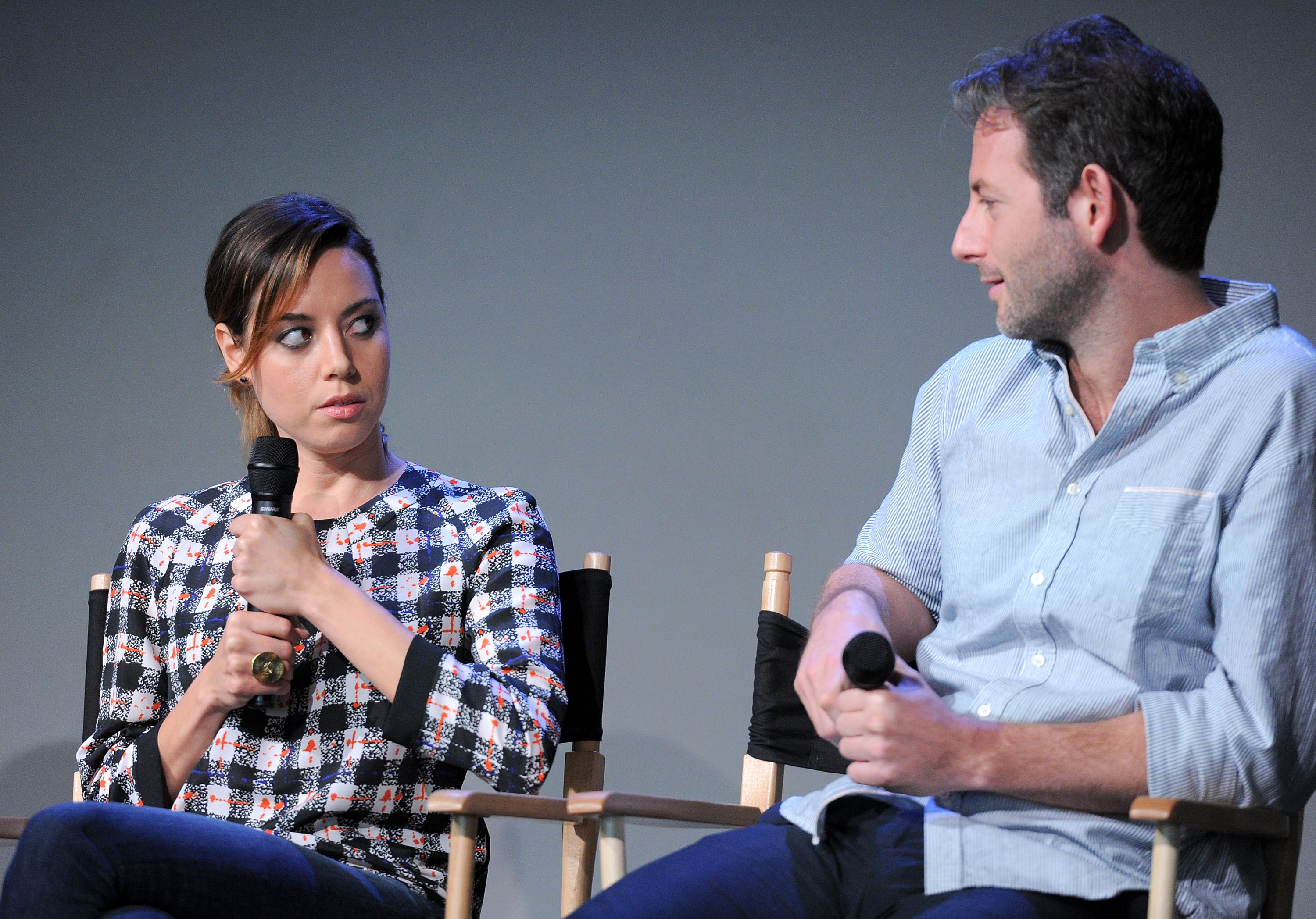 Aubrey Plaza et Jeff Baena lors de la série « Meet the Filmmakers » le 30 juillet 2014 à New York. | Source : Getty Images