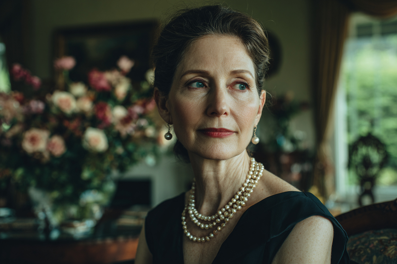 Une femme âgée qui regarde de son côté | Source : Midjourney
