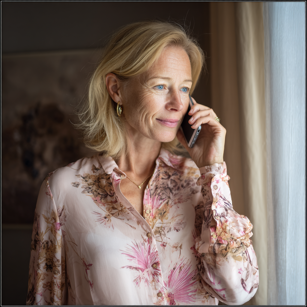 Une femme qui parle au téléphone | Source : Midjourney