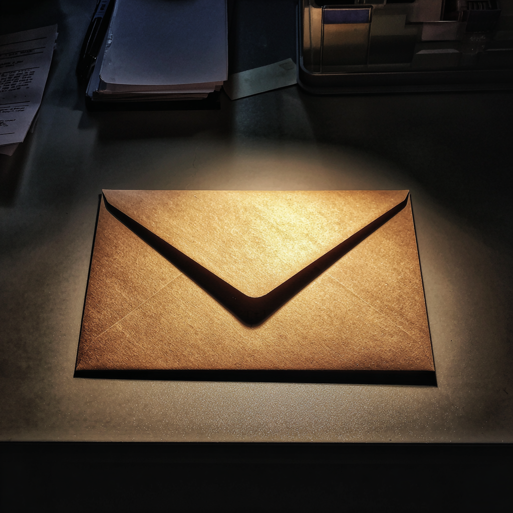 Une enveloppe sur un bureau | Source : Midjourney