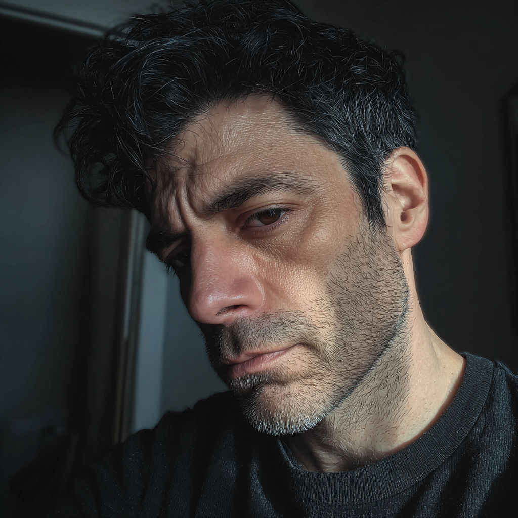 Gros plan sur un homme contrarié | Source : Midjourney