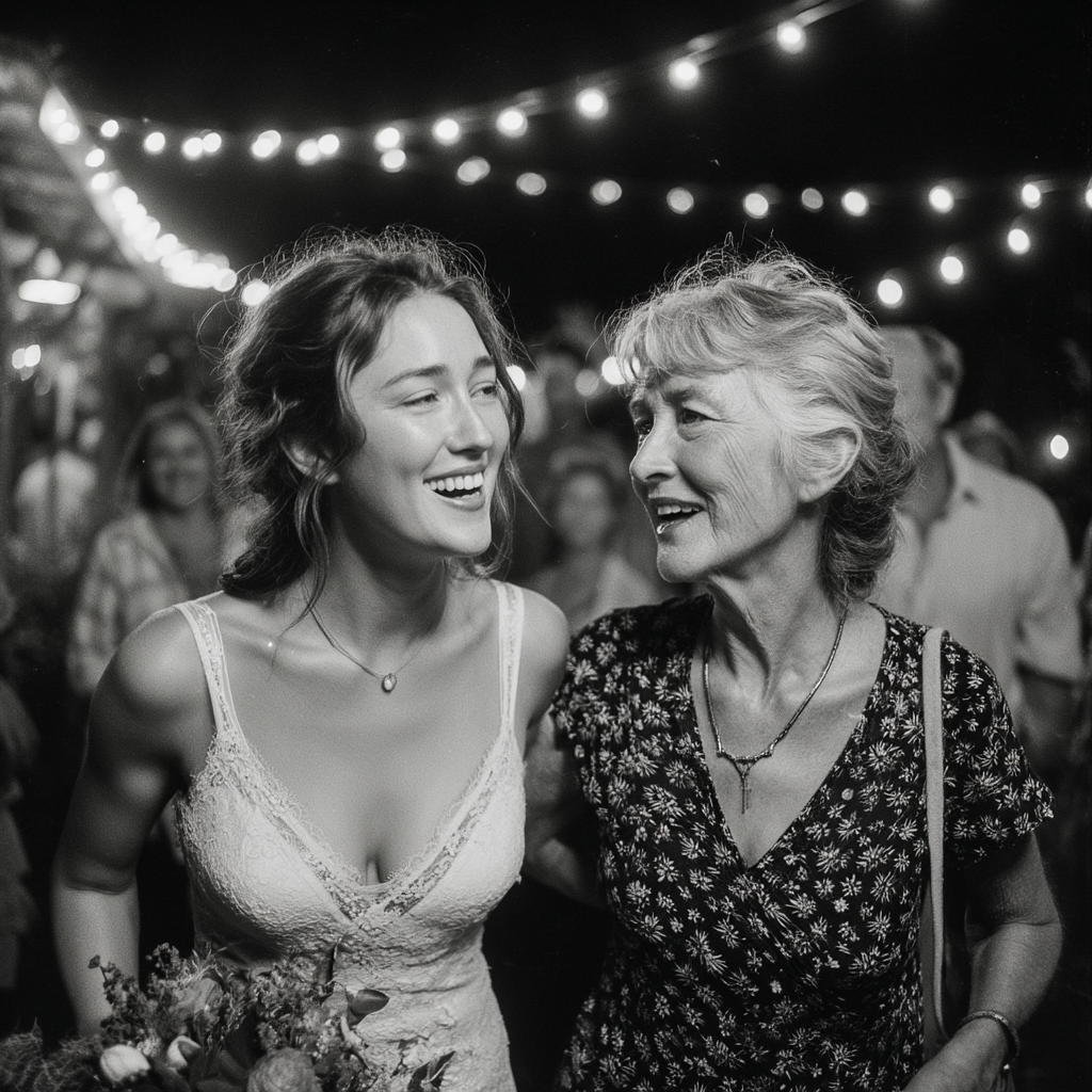 Une grand-mère accompagnant sa petite-fille dans l'allée | Source : Midjourney