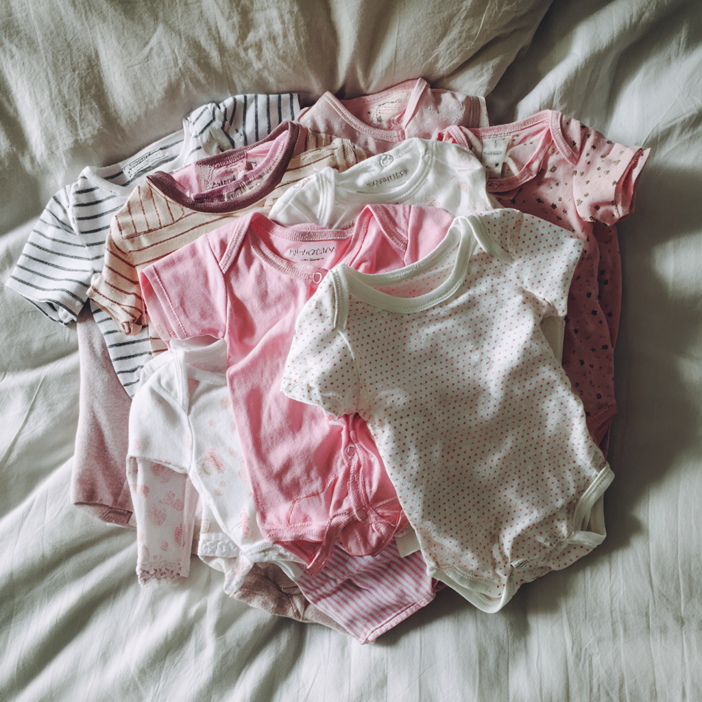 Une pile de grenouillères pour bébés | Source : Midjourney