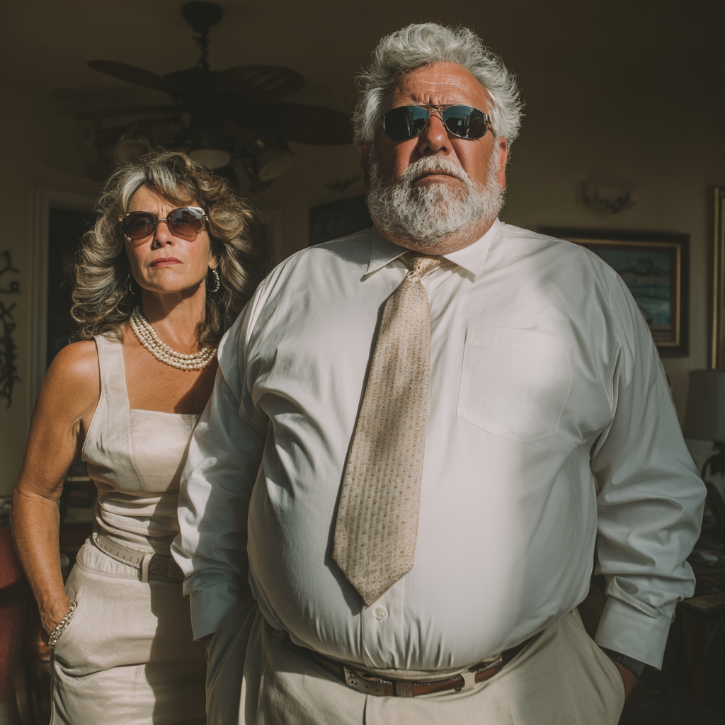 Un couple sérieux posant à l'intérieur | Source : Midjourney